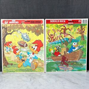 Vintage Woody Woodpecker & Donald Duck Frame Tray Puzzles - 70s/80s Whitman